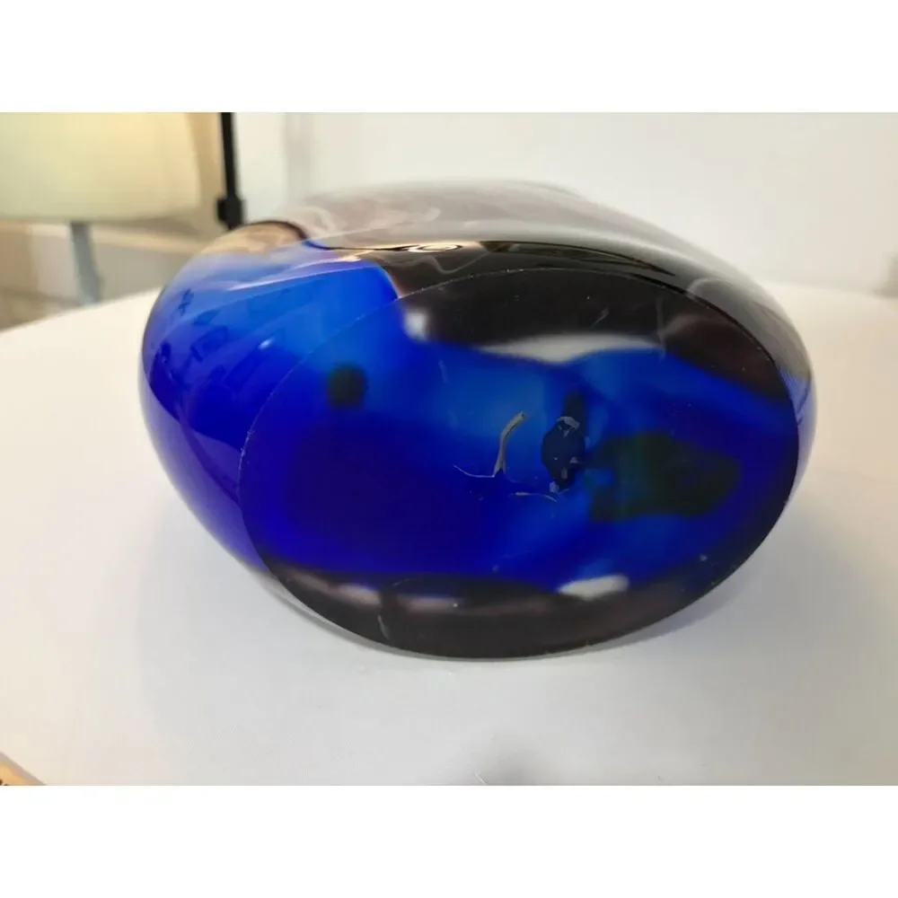 vtg.  Murano Sommerso glass vase in blue and purple swirl